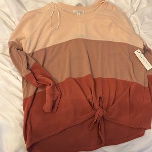 Nine Britton color block front tie sweater